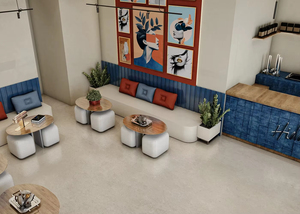 Custom Marble Top Bar Counter | Modern Wooden Furniture for Coffee Shop Interior Design - Product Image 4