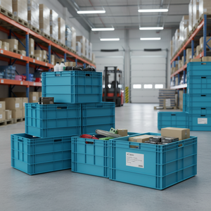 KT 8644 Stackable Virgin Polypropylene Industrial Plastic <b>Storage</b> <b>Crate</b> Solid Box Euronorm Design - Product Image 2