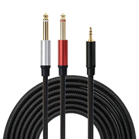 Câble répartiteur audio stéréo Yinyu AC036MB 3,5 mm vers double 1/4 TS, en nylon tressé, fabrication OEM pour mixeur, amplificateur, équipement DJ