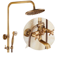 Ensemble de robinetterie de douche en laiton massif de style rétro français, avec pomme de douche grande pression, pour salle de bain à usage domestique, style mi-siècle