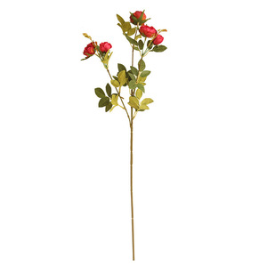 Rosa de té Artificial de 5 cabezas, diseño de escenario de boda, Mini rosas artificiales de Pambu - Product Image 1