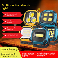 Lampe de travail LED COB rechargeable par USB de type C multifonctionnelle, étanche IP55, ABS, mise au point réglable, sortie lumineuse élevée, portable, plongée