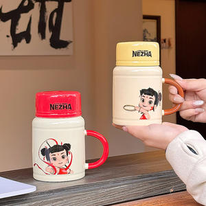 Taza de Cerámica Zuo Mu Little Hero Nezha con Tapa y Asa, a Prueba de Fugas, para Regalos y Uso Doméstico, Primavera 2025 - Product Image 3