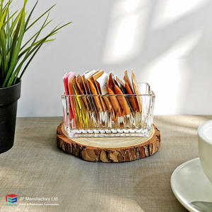 Stripe Table Caddy Plastic Tea Bag Holder Canteen Rectangular Clear Acrylic Sugar Bag Caddy - Product Image 3