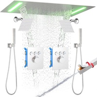Système de douche cascade Homedec avec fonctions 2-en-1, pommeau de douche LED rectangulaire 14x20 pouces et robinet à double jets de 6 pouces