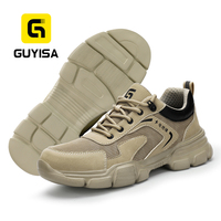 Zapatos de Seguridad Aislantes GUYISA para Hombre, 10KV, Puntera de Plástico Anti-aplastamiento, Anti-pinchazos, Transpirables, Suela Baja de EVA, Color Beige