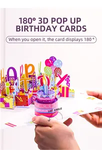 Winpsheng Wholesale Customized Music Happy Birthday 3D Gift Card Pop Up Birthday Card