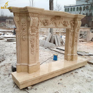 2024 nuevo diseño tallado <span class=keywords><strong>a</strong></span> <span class=keywords><strong>mano</strong></span> Beige mármol cabeza de león <span class=keywords><strong>chimenea</strong></span> - Product Image 6