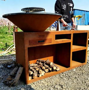 Barbecue d'extérieur en acier Corten, brasero en acier Corten - Product Image 2