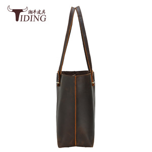 Tiding Genuine Leather Tote Bag Large Capacity Women's Shoulder Bag Solid Color Horizontal <b>Square</b> Design - Product Image 2