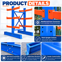 Système de rayonnage cantilever robuste en acier à bras long, double face, réglable et résistant à la corrosion