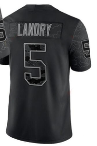 Maillots de football américain noirs brodés RFLCTV Limited 32 Tyrann Mathieu 4 Carr 5 Landry 6 Maye 12 Olave - Product Image 4