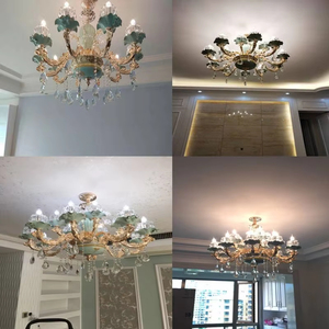 Lampadario di cristallo di lusso europeo <span class=keywords><strong>semplice</strong></span> fiore <span class=keywords><strong>luce</strong></span> a sospensione in ceramica luci a sospensione per la casa Hotel Villa camera decorazione - Product Image 5
