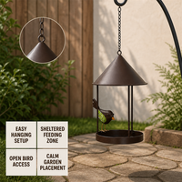 Mangeoire à oiseaux sur mesure JH-Mech OEM, grande capacité, avec toit en dôme conique, en acier au carbone, suspendue