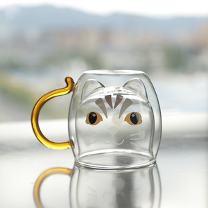 Tazza da caffè in vetro di nuovo Design personalizzabile in borosilicato a doppia parete da 300ml con adesivo per gatti cattivi - Product Image 4