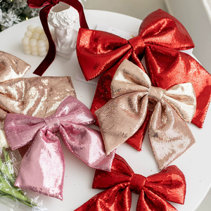 LS-566 Noël Décoratif Glitter Sequin Xmas Bow pour <span class=keywords><strong>XmasTree</strong></span> Intérieur Extérieur Centre Commercial Fenêtre Décor De Vacances - Product Image 6