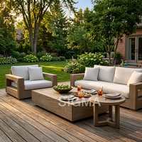 Magnifique canapé d'extérieur en teck, mobilier de patio spacieux pour balcon