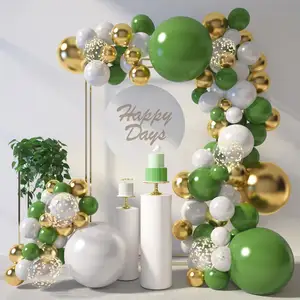 New 152pcs Avocado Green Balloon Garland Kit Gold Green Confetti Metallic Balloons For Jungle Woodland Theme Party Decoration