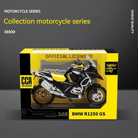 1:12 échelle BWM R1250GS modèle en métal moulé sous pression moto son et lumière caractéristiques roue avant direction ornement alliage modèle jouet