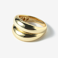 Bague empilable double couche en argent 925 massif, plaquée or 14 carats, bijoux pour femme