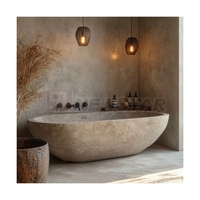 Baignoire en travertin au design moderne Newstar, baignoire en pierre naturelle, décoration de salle de bain de luxe, baignoire sur mesure, baignoire autoportante