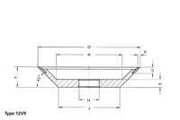 Meules diamantées de haute qualité sur mesure 12V9 CBN, forme de coupelle conique, pour affûtage d'outils, meulage d'angle et rainurage