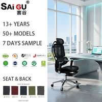 Silla de Oficina Ergonómica SAIGU Distinguished Black Armor Serie 2, Respaldo Alto, Malla Completa, Multifuncional y Giratoria