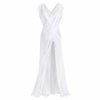 Fabricant sur mesure, faible MOQ, OEM ODM, Robe longue transparente cache-maillot pour femme, col en V profond, fente haute, pour la plage et les stations balnéaires, douce et légère
