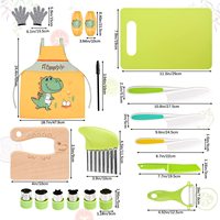 40 pièces : Gants, Manchons de protection, Tablier, Éplucheur en Y, Planche à découper, Couteau de cuisine en plastique ondulé pour enfants, Ensemble de couteaux de cuisine pour fruits sécurisé pour tout-petits et enfants