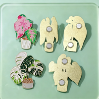 Épinglette en émail souple plaquée or, magnétique puissant, motif plante en pot mignonne, personnalisable, faible MOQ, OEM