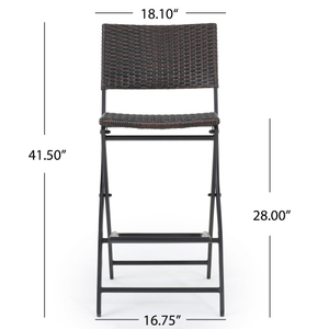 Outdoor Faux Rattan Metal Frame <b>Adjustable</b> Lightweight Modern <b>Bar</b> <b>Stools</b> Set of 2 Multibrown - Product Image 4