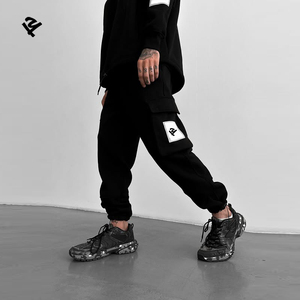 남성용 카고 조거 팬츠, 멀티 포켓 스웨트팬츠, 스트릿웨어 오버사이즈 드로스트링 밴딩 허리 캐주얼 힙합 트랙 팬츠 - Product Image 3