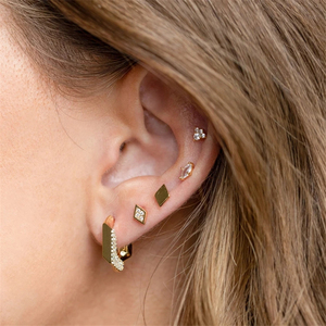 ROXI S925 Argent Sterling Tendance Ensemble de 4 Pièces Clous d'Oreilles Perforés en Spirale avec Zircon Œil de Cheval pour Fête d'Anniversaire - Product Image 6