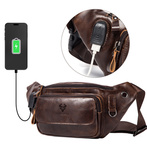 HUMERPAUL <span class=keywords><strong>Riñonera</strong></span> de <span class=keywords><strong>Cuero</strong></span> Genuino para Hombre con Carga USB, Bolsos de Hombro y Pecho Hechos a Mano, <span class=keywords><strong>Riñonera</strong></span> Multifuncional - Product Image 2