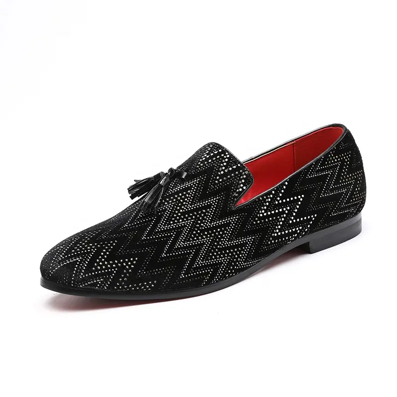 Men Spikes Dress Shoes Rhinestone Designer Loafers Casual Diamond Pointed Toe Footwear