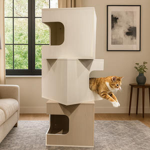Torre per Gatti in Legno Personalizzabile con Cubicoli Impilabili, Arredamento Multi-Livello per Gatti e Gattini da Interno - Product Image 2