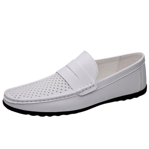 Mocasines huecos de cuero de microfibra adecuados para todas las estaciones para hombre con plantilla de EVA suela suave blanco negro zapatos náuticos perezosos tallas 38-47 - Product Image 2