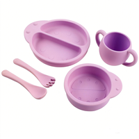 CHINFAI Assiette divisée en silicone sans BPA pour bébés, ensemble d'ustensiles de table pour tout-petits, bol en silicone pour bébés