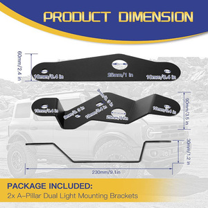 AUXFREE A Pillar <b>Light</b> <b>Bar</b> Bracket Steel Mount For Ford Mustang 2021 Front <b>LED</b> <b>Light</b> Support - Product Image 4
