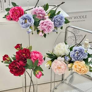 Fleurs de pivoine artificielles en soie, haute simulation, décoratives pour la maison, mariage, style romantique rêveur, blanc, rose, bleu, jaune - Product Image 2