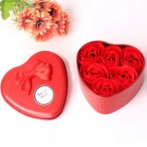 Guter Preis 6 Stück Herzförmige Metallbox für Jubiläum Geburtstag Valentinstag Rose Seife Blumen Geschenkboxen