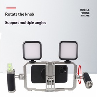 Support de téléphone portable double en métal, stabilisateur anti-tremblement, cage multi-extension pour vlog et prise de vue avec smartphone