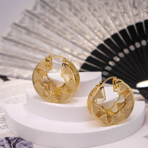 Jewelry Alloy Copper <b>Hoop</b> <b>Large</b> Style Punk <b>Earrings</b> Gold Color Hollow for Women High Quality Anniversary Gift - Product Image 1