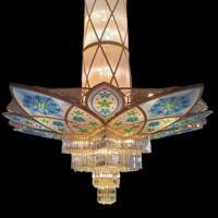 Grand lustre décoratif en cristal, personnalisé de luxe, coloré brillant, moderne, pour hall, mosquée arabe, islamique