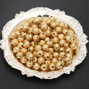 Perles en acier inoxydable martelées plaquées or, rondes et facettées, pour la fabrication de bijoux, colliers, bracelets, entretoises et enfilage DIY - Product Image 3