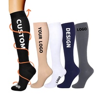 Chaussettes de compression personnalisées OEM de haute qualité pour hommes, avec logo tricoté, pour le sport (course et football) – Idéales pour l'automne