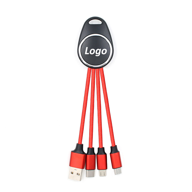 3-in-1 LED Light-Up USB Keychain Charger with Tinned Copper Conductor Fast Charging for Mobile Phones Computers & Printer