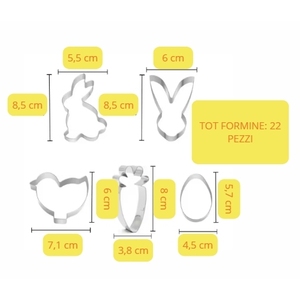 Set di 22 stampini per biscotti pasquali in acciaio inossidabile a forma di coniglietto, uovo, carota, pulcino, farfalla e fiore per la cottura - Product Image 2