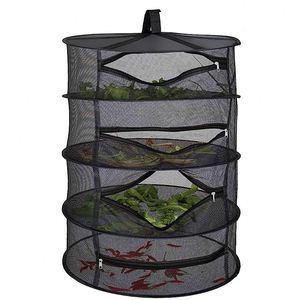 Good Quality 4 Layer Foldable Waterproof Black Nylon Mesh <b>Drying</b> Net Herb <b>Drying</b> <b>Rack</b> Hanging Garden Plant Dry Net with Zippers - Product Image 2
