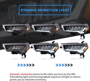 Projecteurs VLAND compatibles avec 4Runner 2014-2023, clignotants séquentiels ambre, animation dynamique et éclairage respirant - Product Image 4